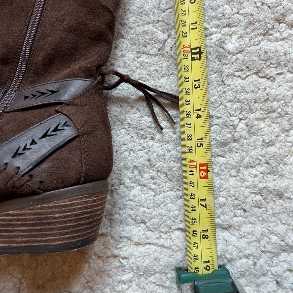 not rated: Sansa Faux Brown Suede 'Sansa Chelsea' Heeled Boots - Picture 9 of 13